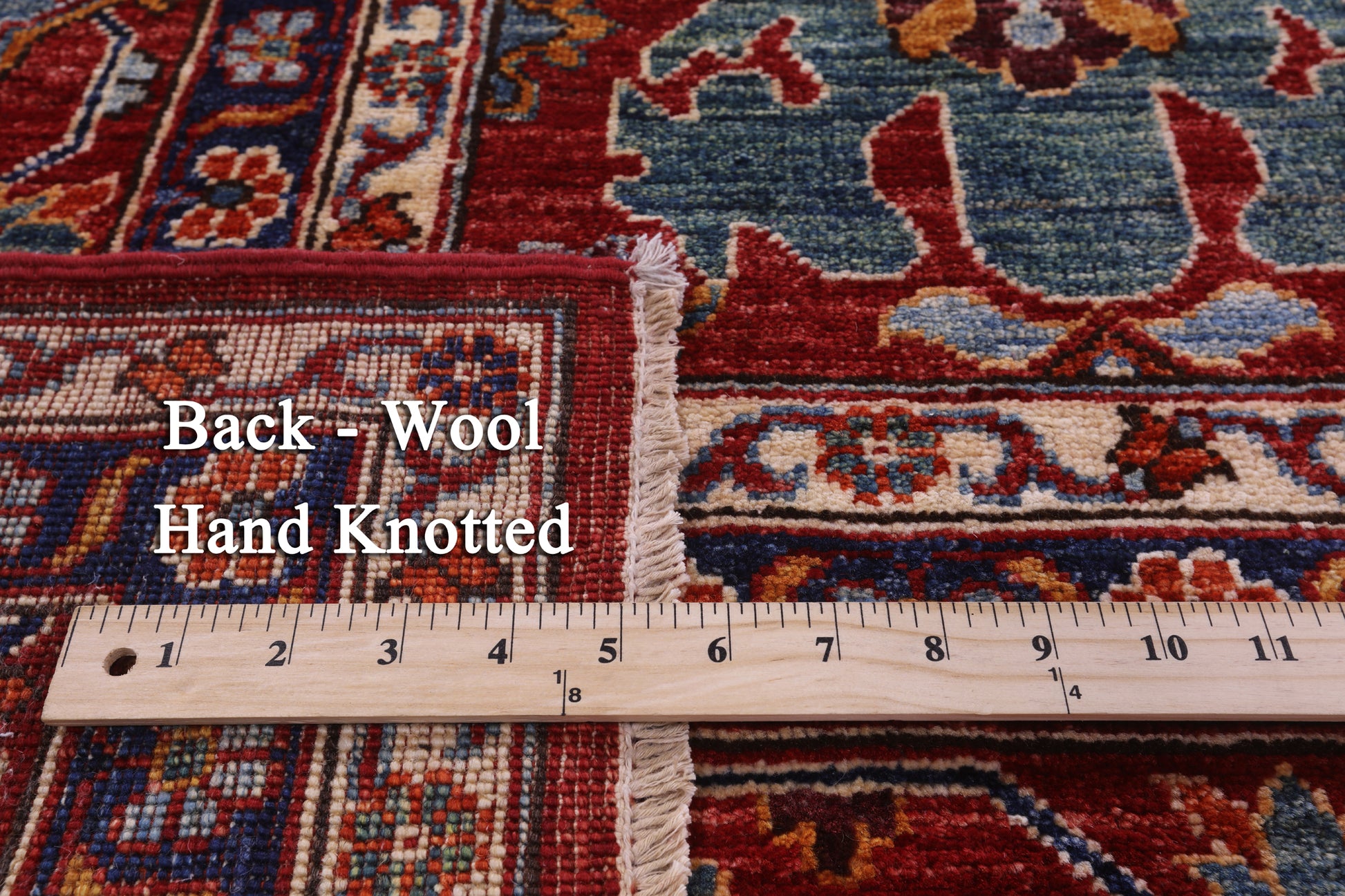 Red Persian Fine Serapi Hand Knotted Wool Rug - 8' 10" X 12' 1" - Golden Nile