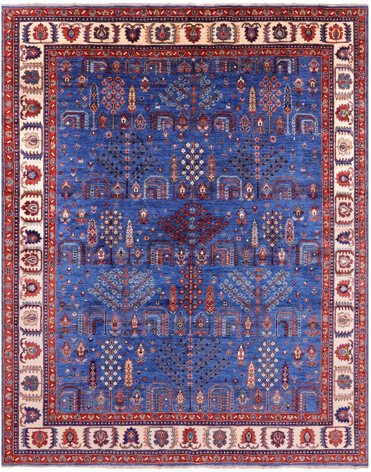 Blue Persian Ziegler Hand Knotted Wool Rug - 8' 1" X 9' 10" - Golden Nile