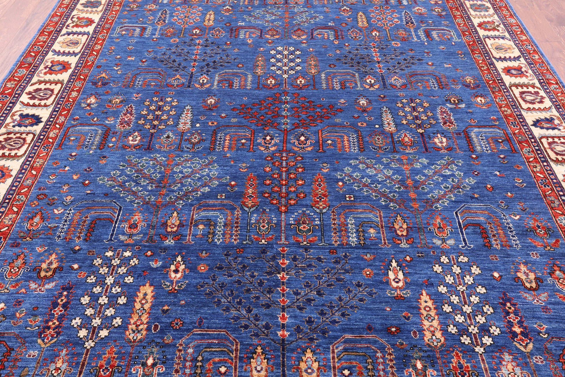 Blue Persian Ziegler Hand Knotted Wool Rug - 8' 1" X 9' 10" - Golden Nile