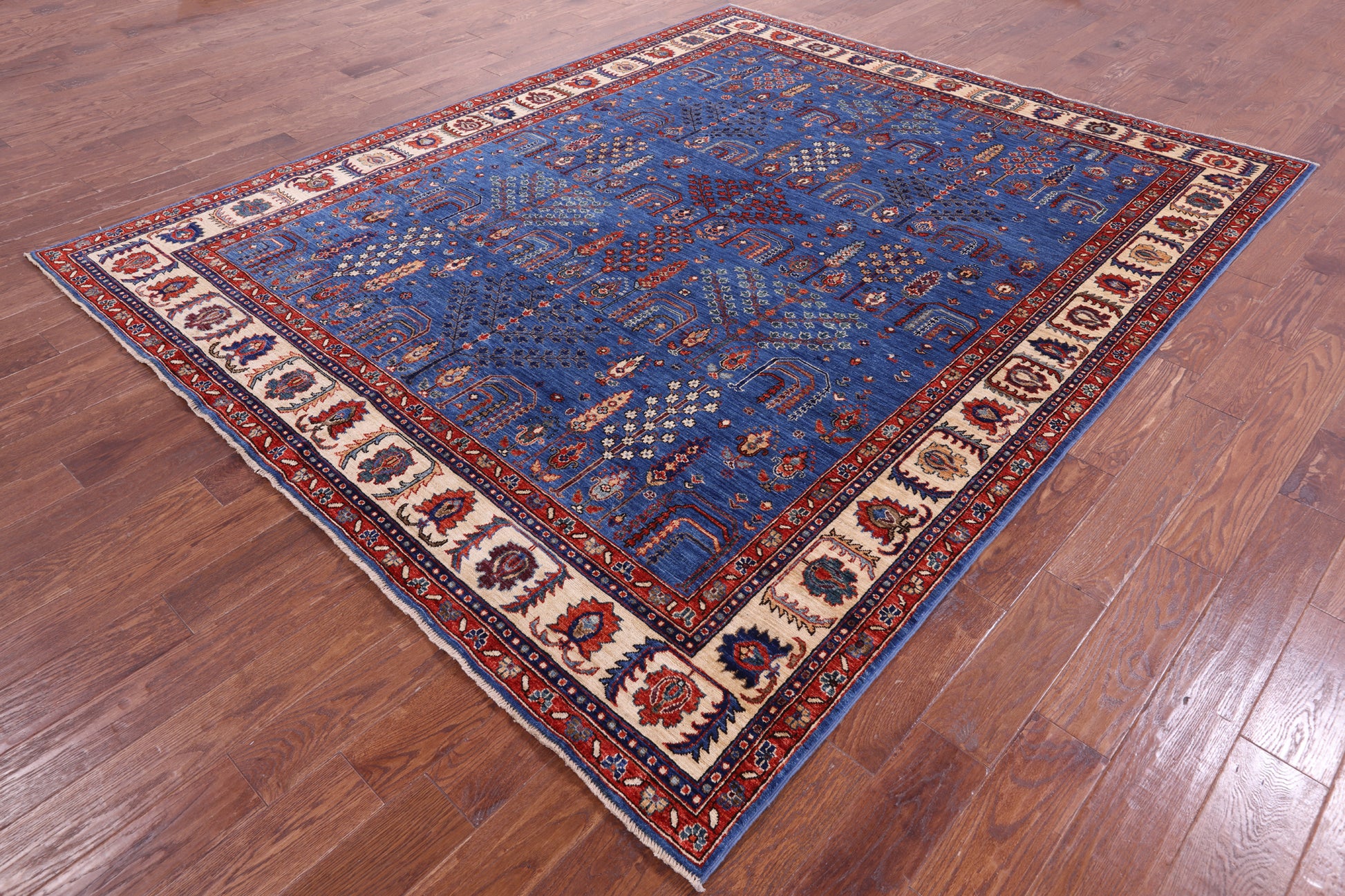 Blue Persian Ziegler Hand Knotted Wool Rug - 8' 1" X 9' 10" - Golden Nile