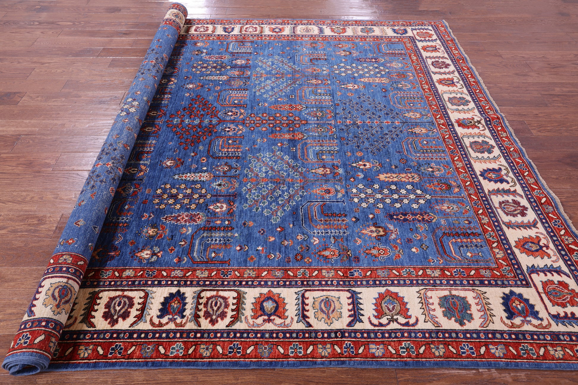 Blue Persian Ziegler Hand Knotted Wool Rug - 8' 1" X 9' 10" - Golden Nile