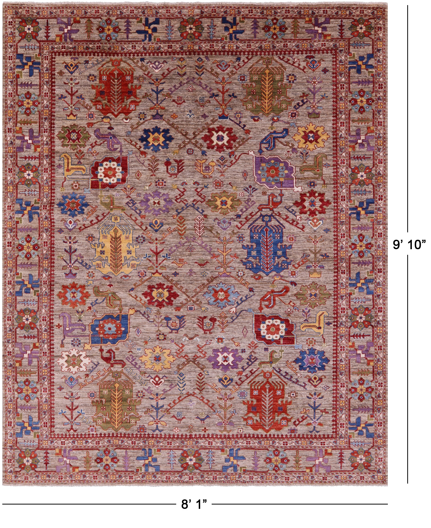 Persian Fine Serapi Hand Knotted Wool Rug - 8' 1" X 9' 10" - Golden Nile