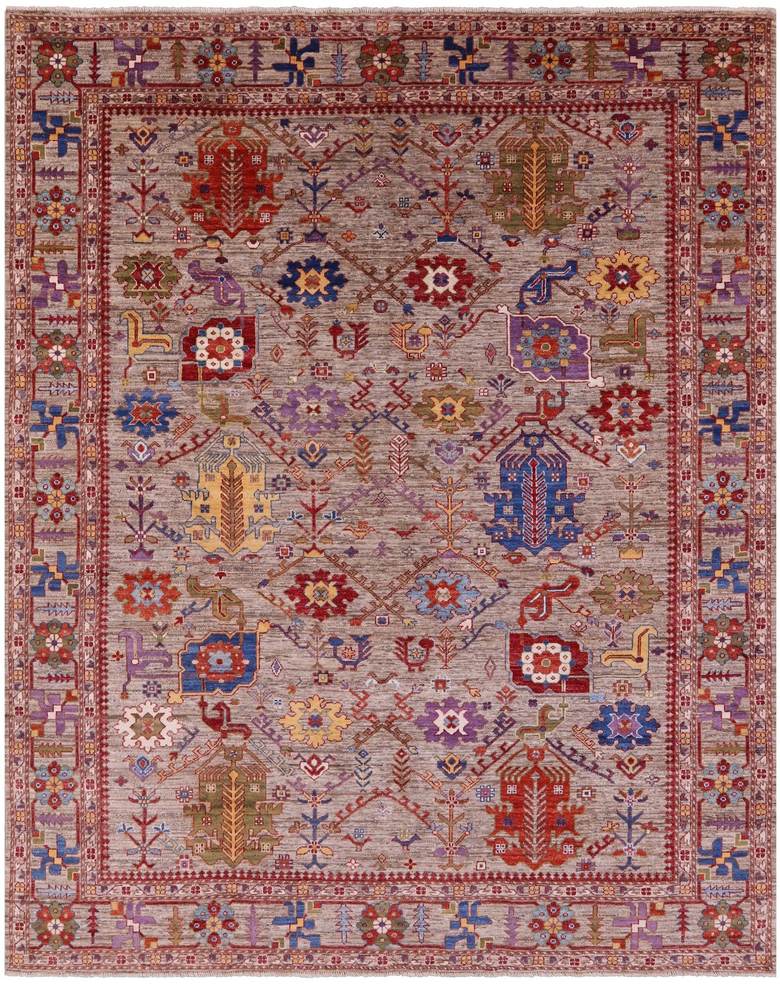 Persian Fine Serapi Hand Knotted Wool Rug - 8' 1" X 9' 10" - Golden Nile