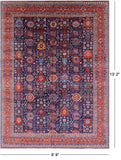 Blue Persian Fine Serapi Hand Knotted Wool Rug - 9' 9" X 13' 2" - Golden Nile