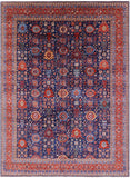 Blue Persian Fine Serapi Hand Knotted Wool Rug - 9' 9" X 13' 2" - Golden Nile