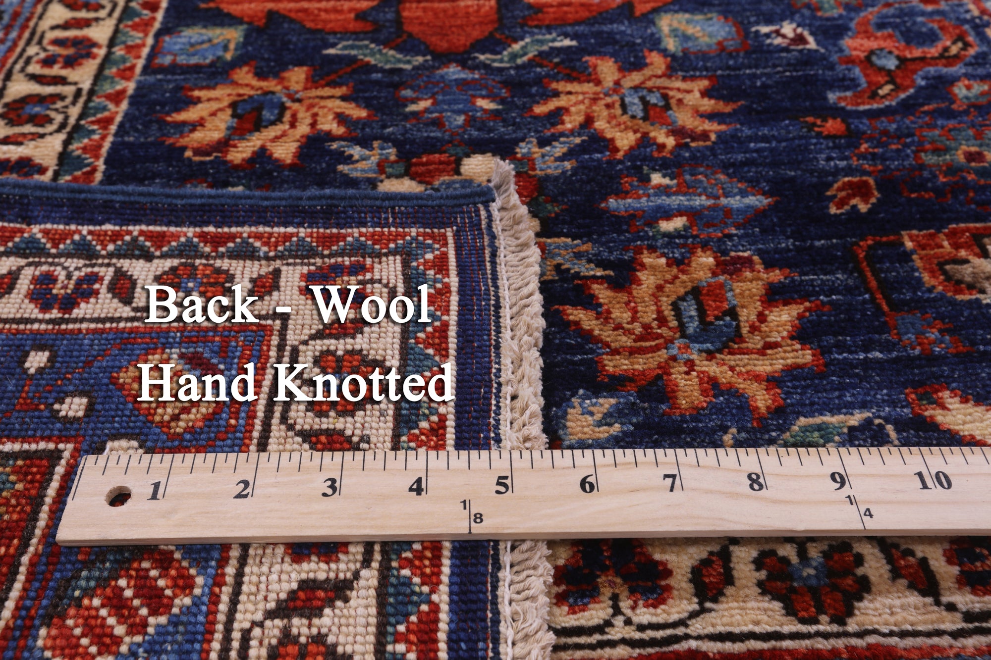 Blue Persian Fine Serapi Hand Knotted Wool Rug - 9' 9" X 13' 2" - Golden Nile