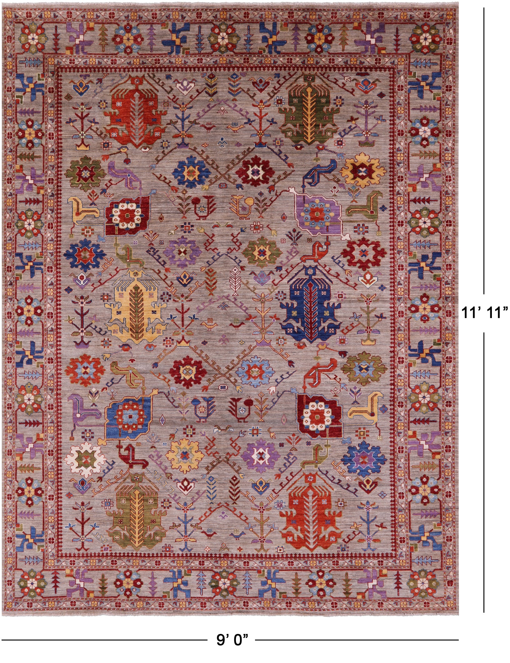 Persian Fine Serapi Handmade Wool Rug - 9' 0" X 11' 11" - Golden Nile