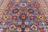 Blue Persian Fine Serapi Hand Knotted Wool Rug - 8' 5" X 9' 8" - Golden Nile