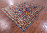 Blue Persian Fine Serapi Hand Knotted Wool Rug - 8' 5" X 9' 8" - Golden Nile