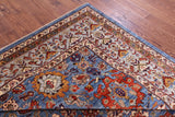 Blue Persian Fine Serapi Hand Knotted Wool Rug - 8' 5" X 9' 8" - Golden Nile
