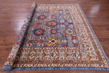 Blue Persian Fine Serapi Hand Knotted Wool Rug - 8' 5" X 9' 8" - Golden Nile