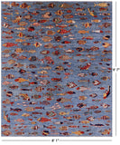 Blue Fish Design Persian Gabbeh Handmade Wool Rug - 8' 1" X 9' 7" - Golden Nile
