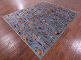 Blue Fish Design Persian Gabbeh Handmade Wool Rug - 8' 1" X 9' 7" - Golden Nile