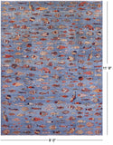 Blue Fish Design Persian Gabbeh Hand Knotted Wool Rug - 9' 0" X 11' 9" - Golden Nile