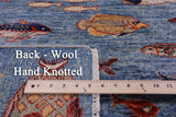 Blue Fish Design Persian Gabbeh Hand Knotted Wool Rug - 9' 0" X 11' 9" - Golden Nile