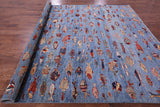Blue Fish Design Persian Gabbeh Hand Knotted Wool Rug - 9' 0" X 11' 9" - Golden Nile