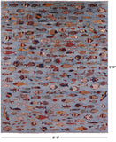 Blue Fish Design Persian Gabbeh Hand Knotted Wool Rug - 8' 1" X 9' 9" - Golden Nile