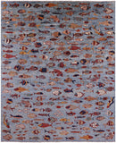 Blue Fish Design Persian Gabbeh Hand Knotted Wool Rug - 8' 1" X 9' 9" - Golden Nile