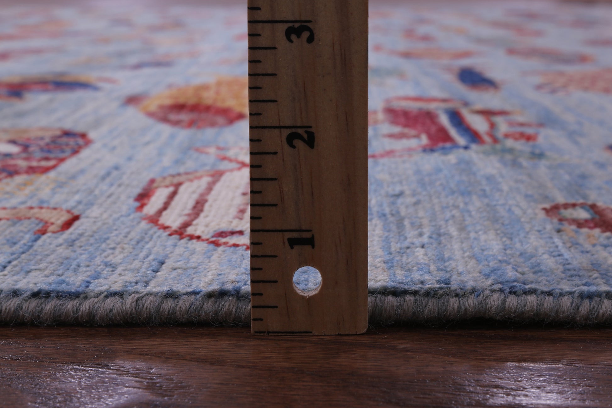 Blue Fish Design Persian Gabbeh Hand Knotted Wool Rug - 8' 1" X 9' 9" - Golden Nile