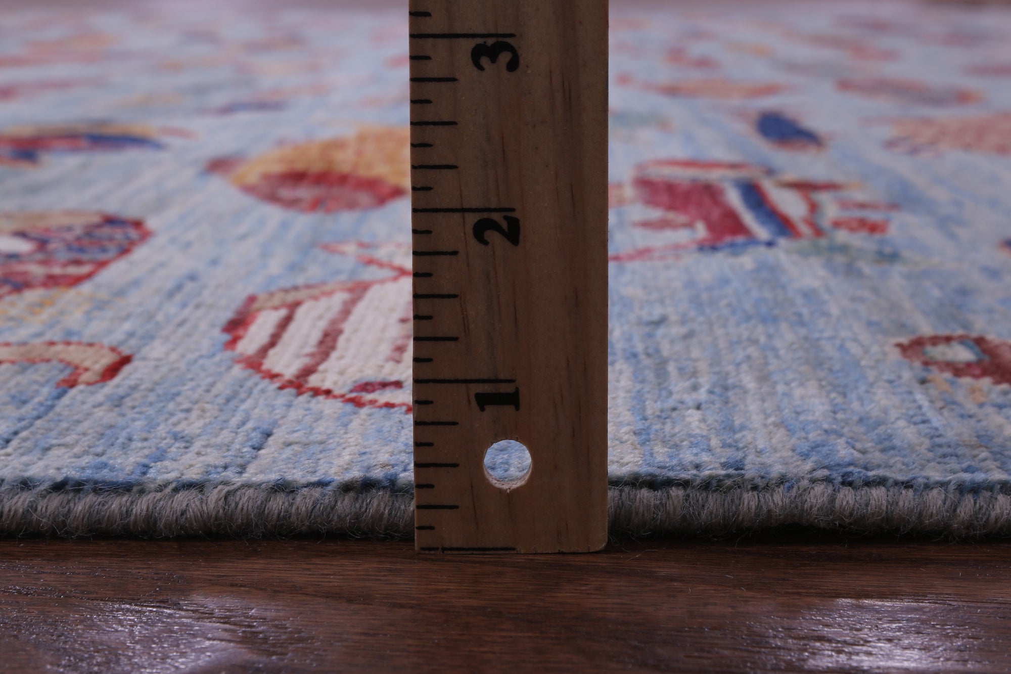 Blue Fish Design Persian Gabbeh Hand Knotted Wool Rug - 8' 1" X 9' 9" - Golden Nile