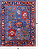 Blue Persian Fine Serapi Hand Knotted Wool Rug - 5' 0" X 6' 6" - Golden Nile