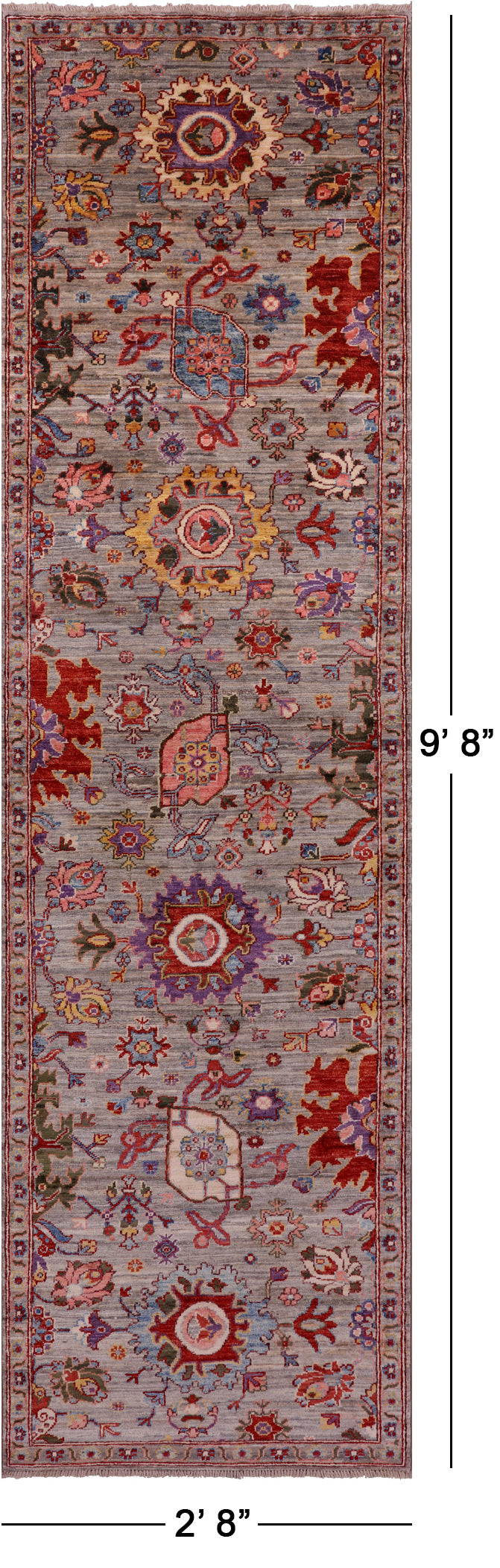 Persian Fine Serapi Hand Knotted Wool Runner Rug - 2' 8" X 9' 8" - Golden Nile