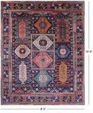 Blue Persian Fine Serapi Hand Knotted Wool Rug - 8' 2" X 10' 0" - Golden Nile