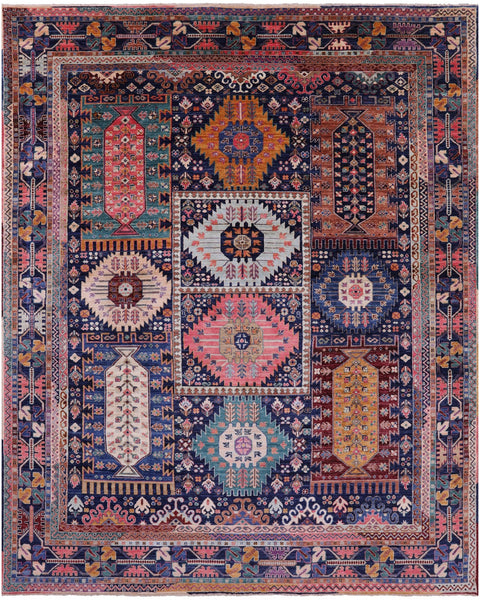 Blue Persian Fine Serapi Hand Knotted Wool Rug - 8' 2" X 10' 0" - Golden Nile