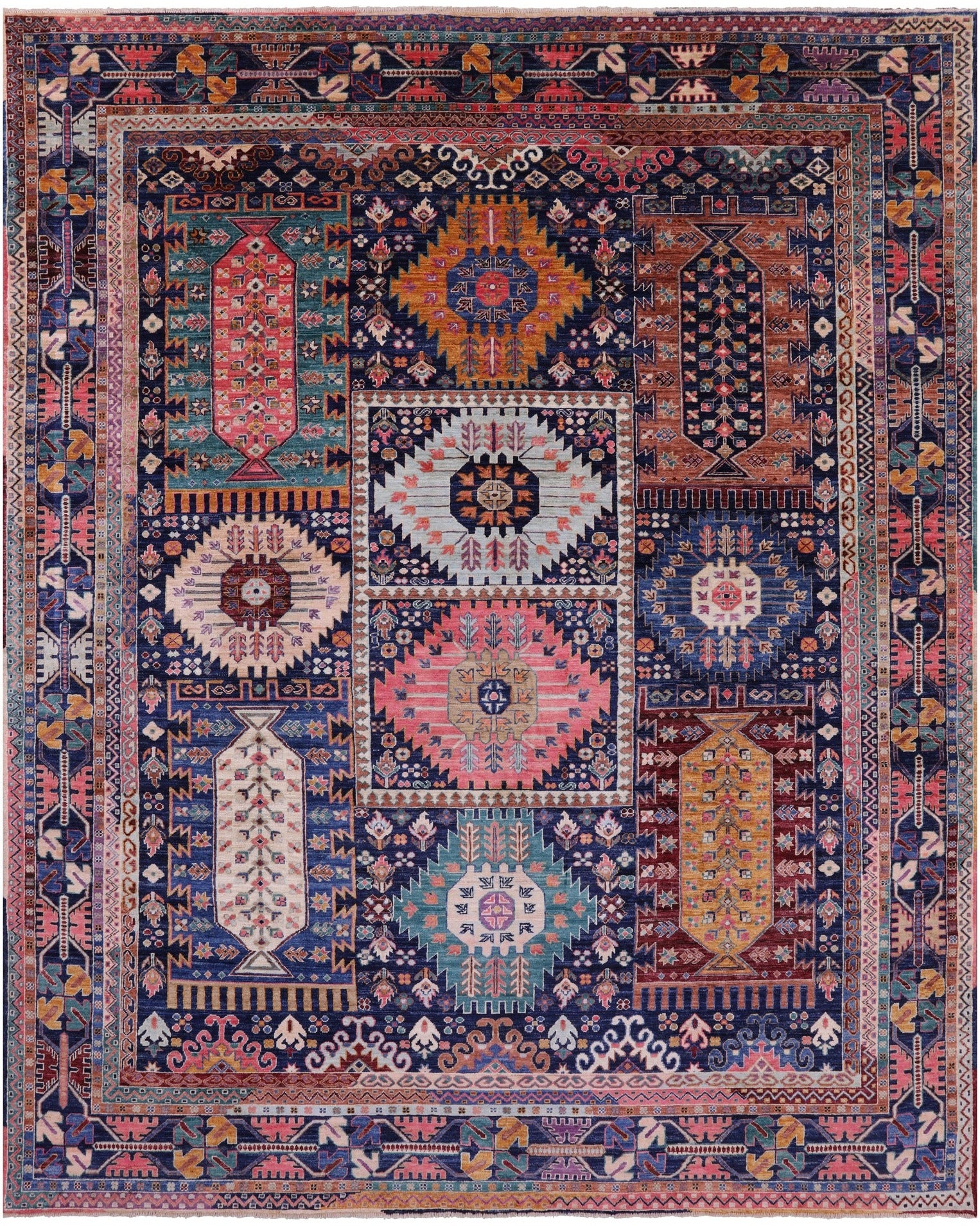 Blue Persian Fine Serapi Hand Knotted Wool Rug - 8' 2" X 10' 0" - Golden Nile