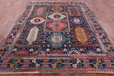 Blue Persian Fine Serapi Hand Knotted Wool Rug - 8' 2" X 10' 0" - Golden Nile