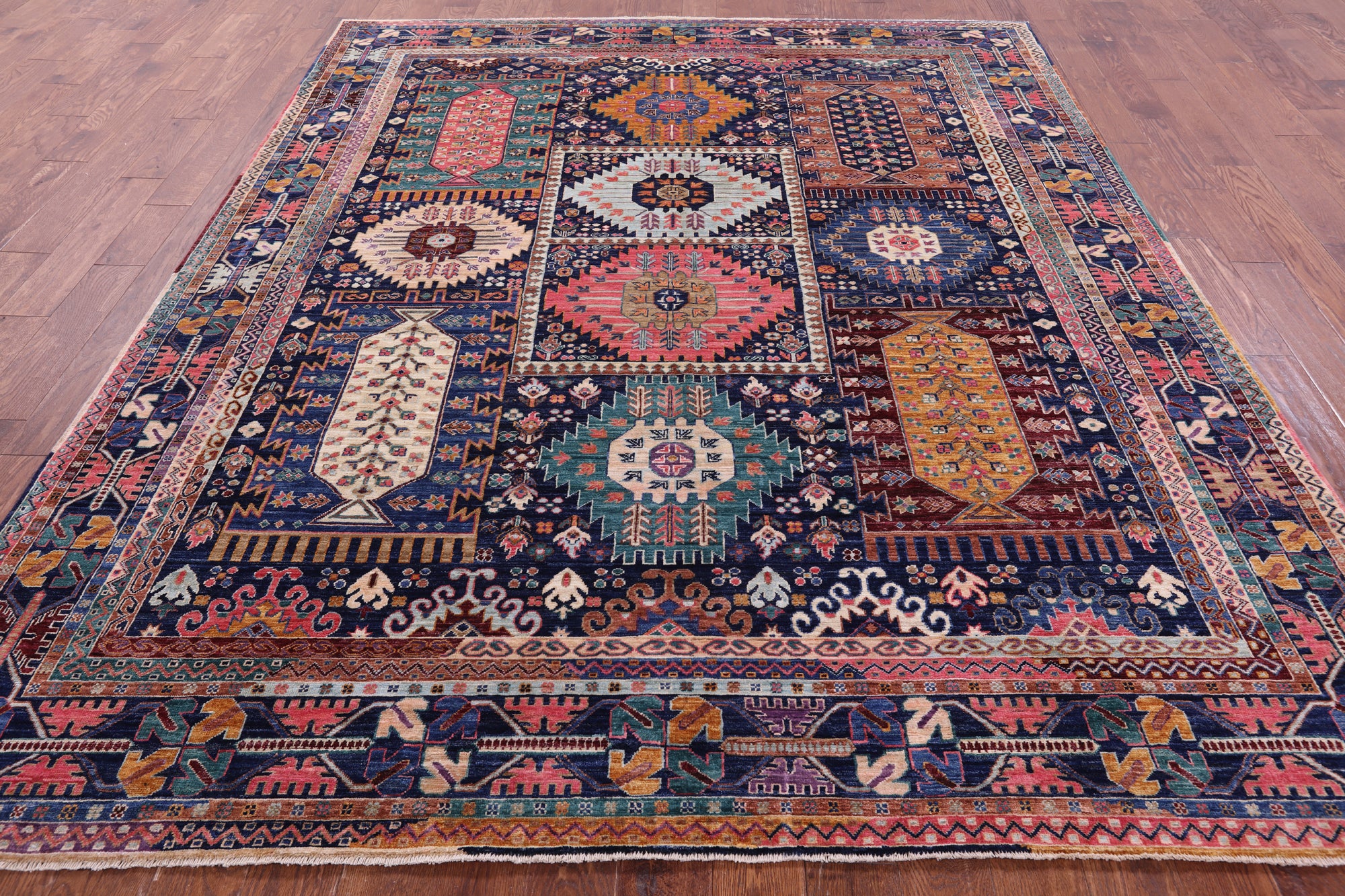 Blue Persian Fine Serapi Hand Knotted Wool Rug - 8' 2" X 10' 0" - Golden Nile
