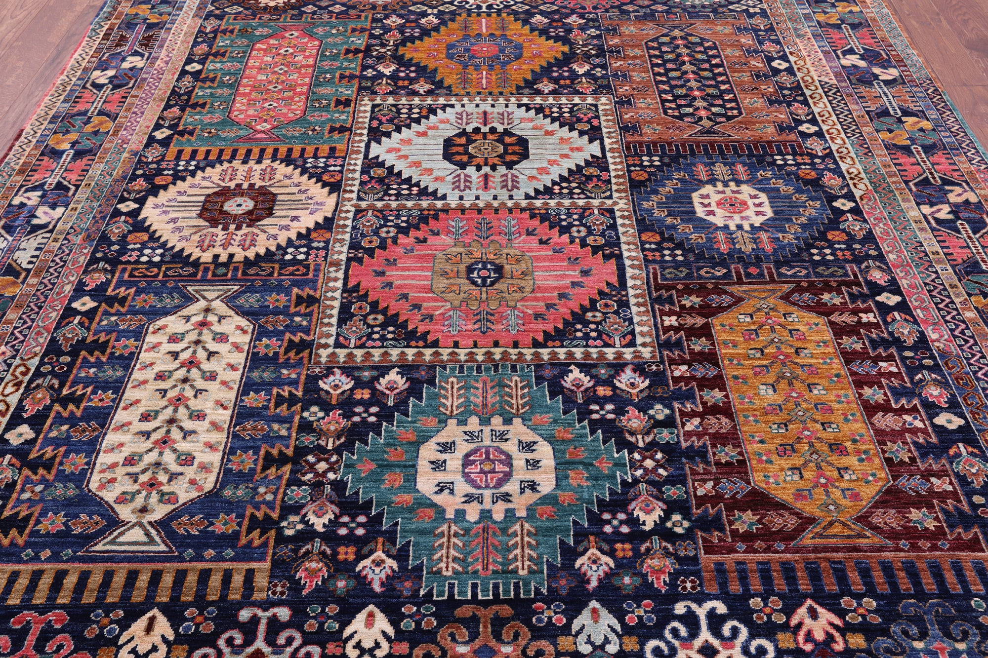 Blue Persian Fine Serapi Hand Knotted Wool Rug - 8' 2" X 10' 0" - Golden Nile