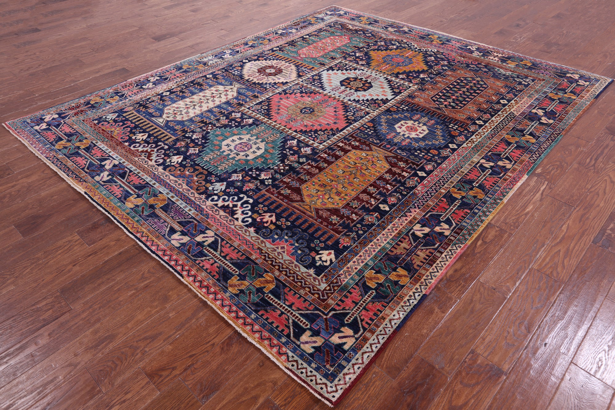 Blue Persian Fine Serapi Hand Knotted Wool Rug - 8' 2" X 10' 0" - Golden Nile