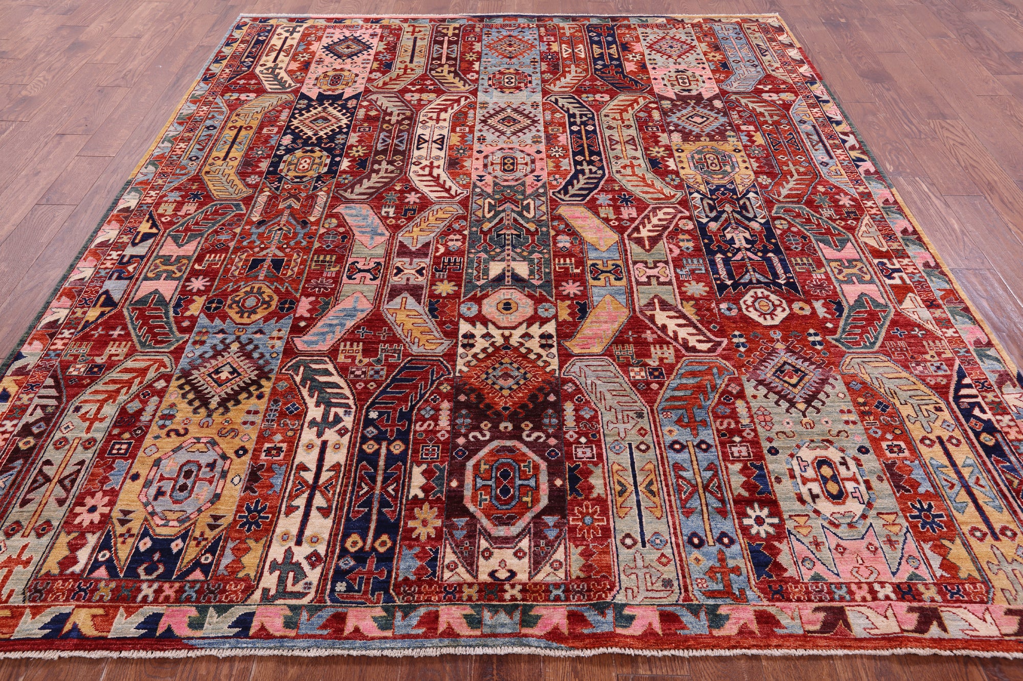 Red Persian Fine Serapi Hand Knotted Wool Rug - 8' 0" X 9' 5" - Golden Nile