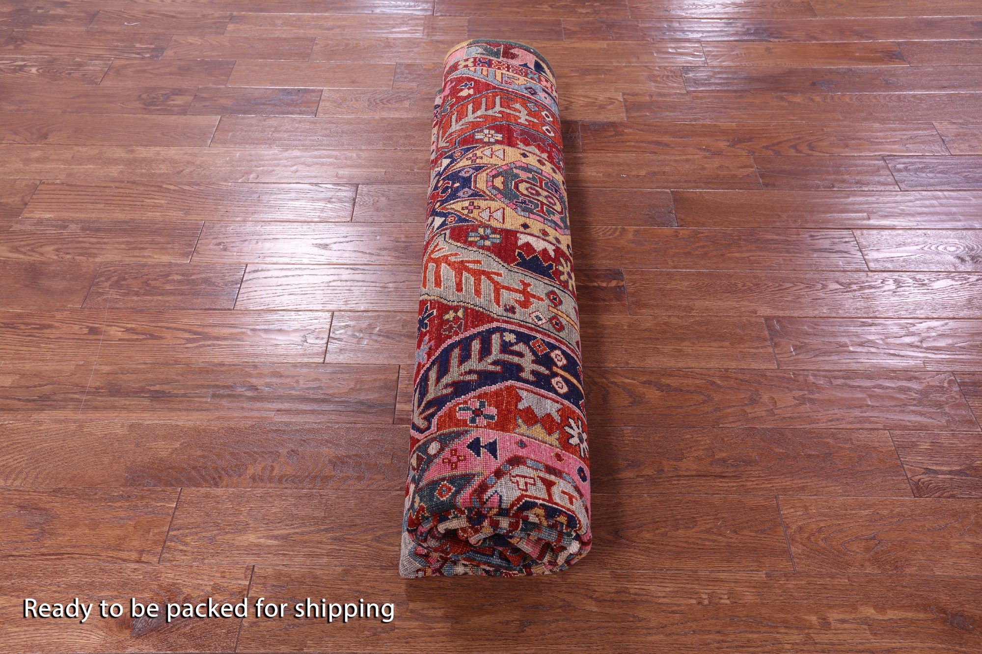 Red Persian Fine Serapi Hand Knotted Wool Rug - 8' 0" X 9' 5" - Golden Nile