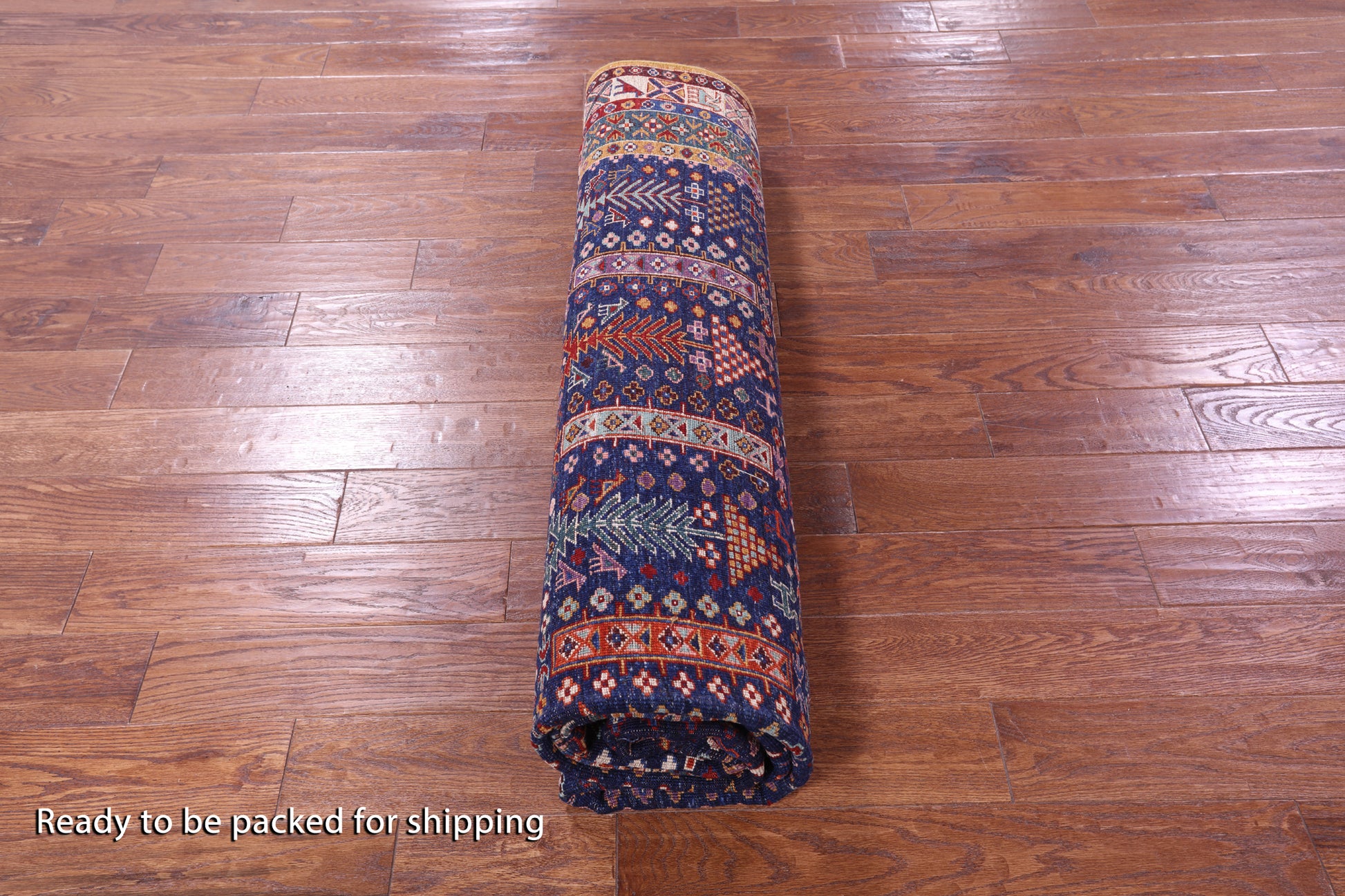 Blue Persian Fine Serapi Handmade Wool Rug - 8' 2" X 9' 9" - Golden Nile