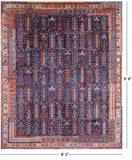 Blue Persian Fine Serapi Handmade Wool Rug - 8' 2" X 9' 9" - Golden Nile
