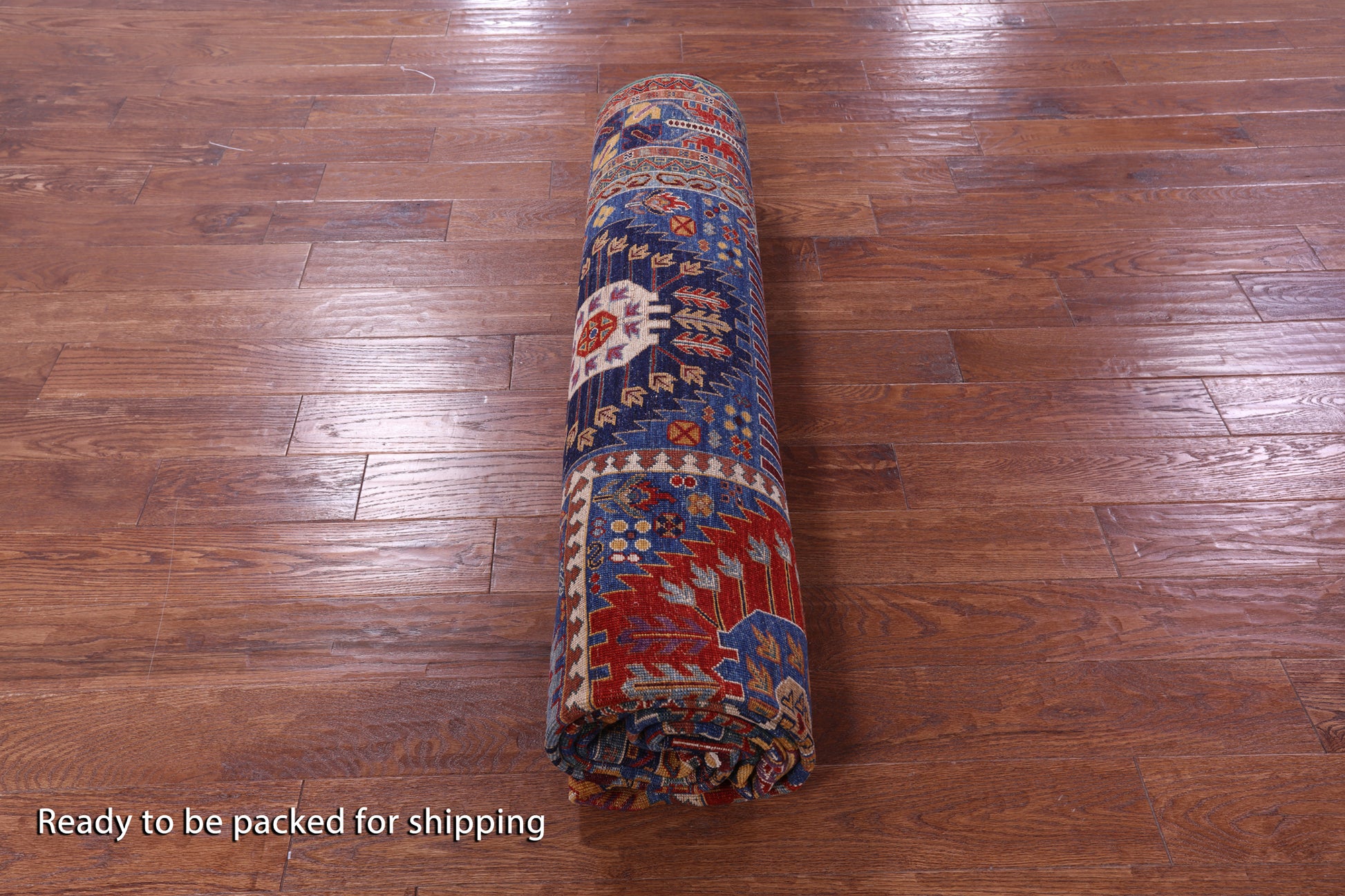 Blue Persian Fine Serapi Hand Knotted Wool Rug - 8' 0" X 10' 4" - Golden Nile
