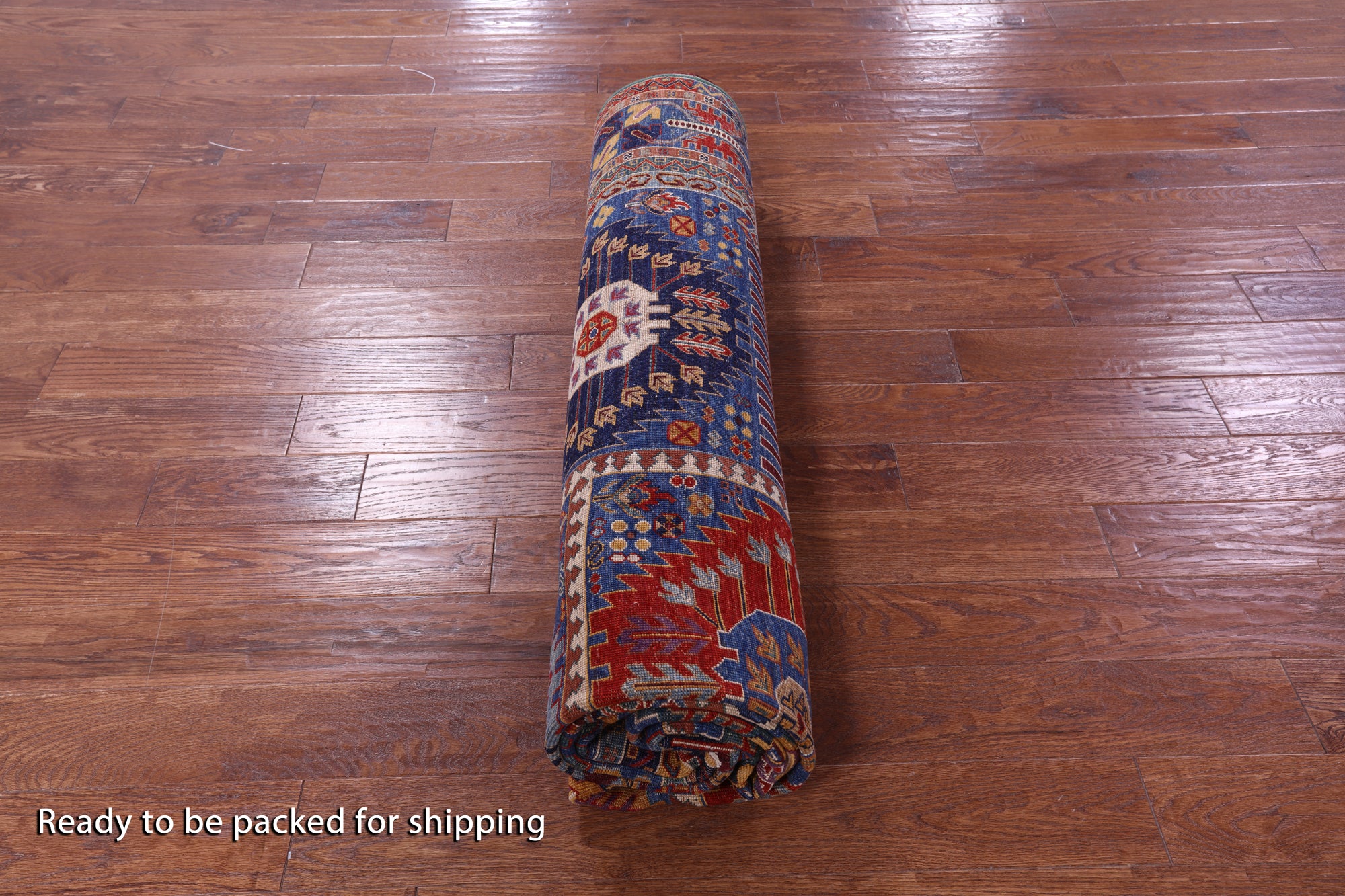 Blue Persian Fine Serapi Hand Knotted Wool Rug - 8' 0" X 10' 4" - Golden Nile