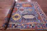 Blue Persian Fine Serapi Hand Knotted Wool Rug - 8' 0" X 10' 4" - Golden Nile