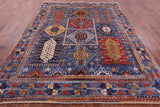 Blue Persian Fine Serapi Hand Knotted Wool Rug - 8' 0" X 10' 4" - Golden Nile