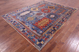 Blue Persian Fine Serapi Hand Knotted Wool Rug - 8' 0" X 10' 4" - Golden Nile