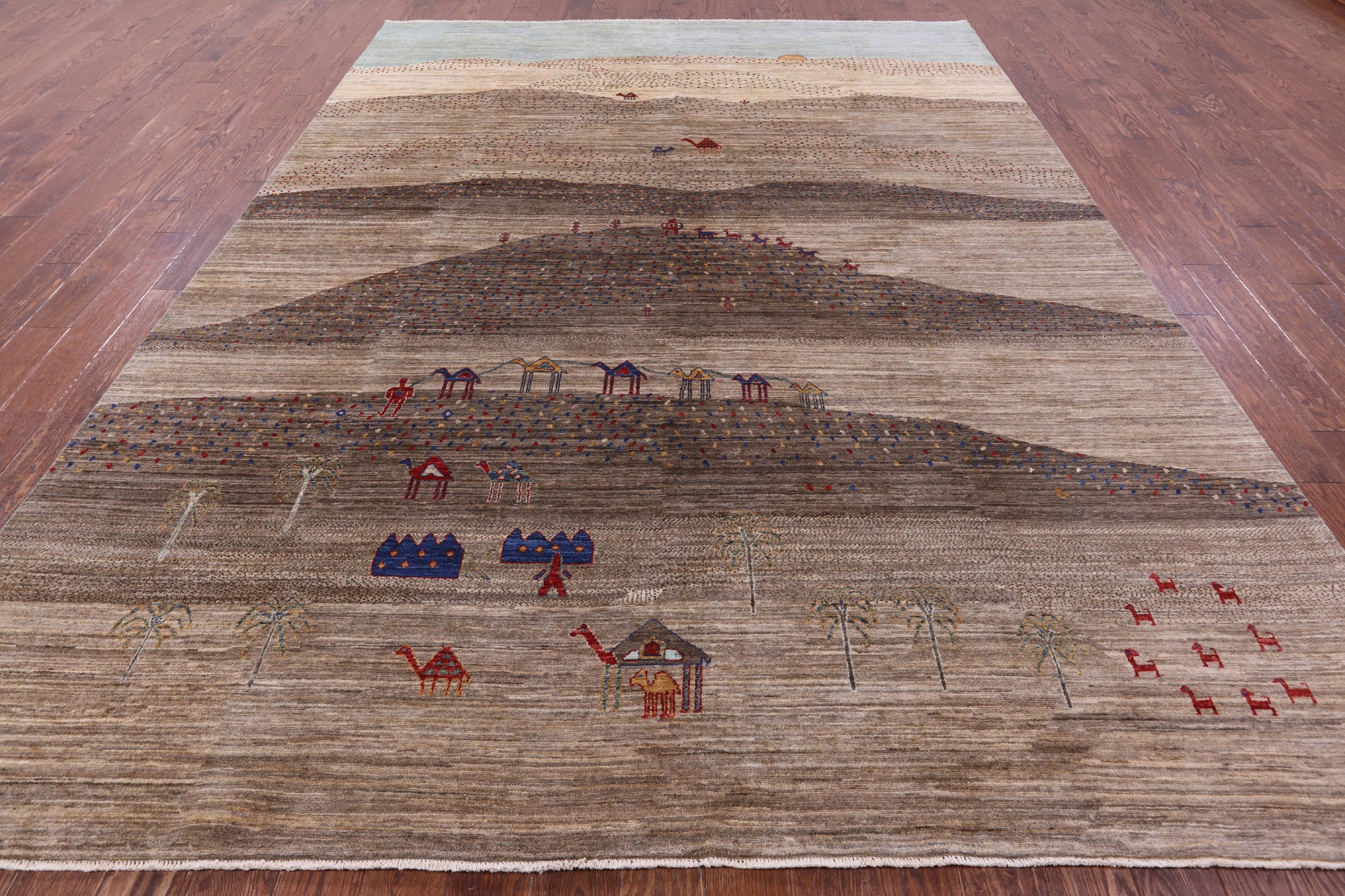 Tribal Persian Gabbeh Hand Knotted Wool Rug - 8' 11" X 11' 10" - Golden Nile