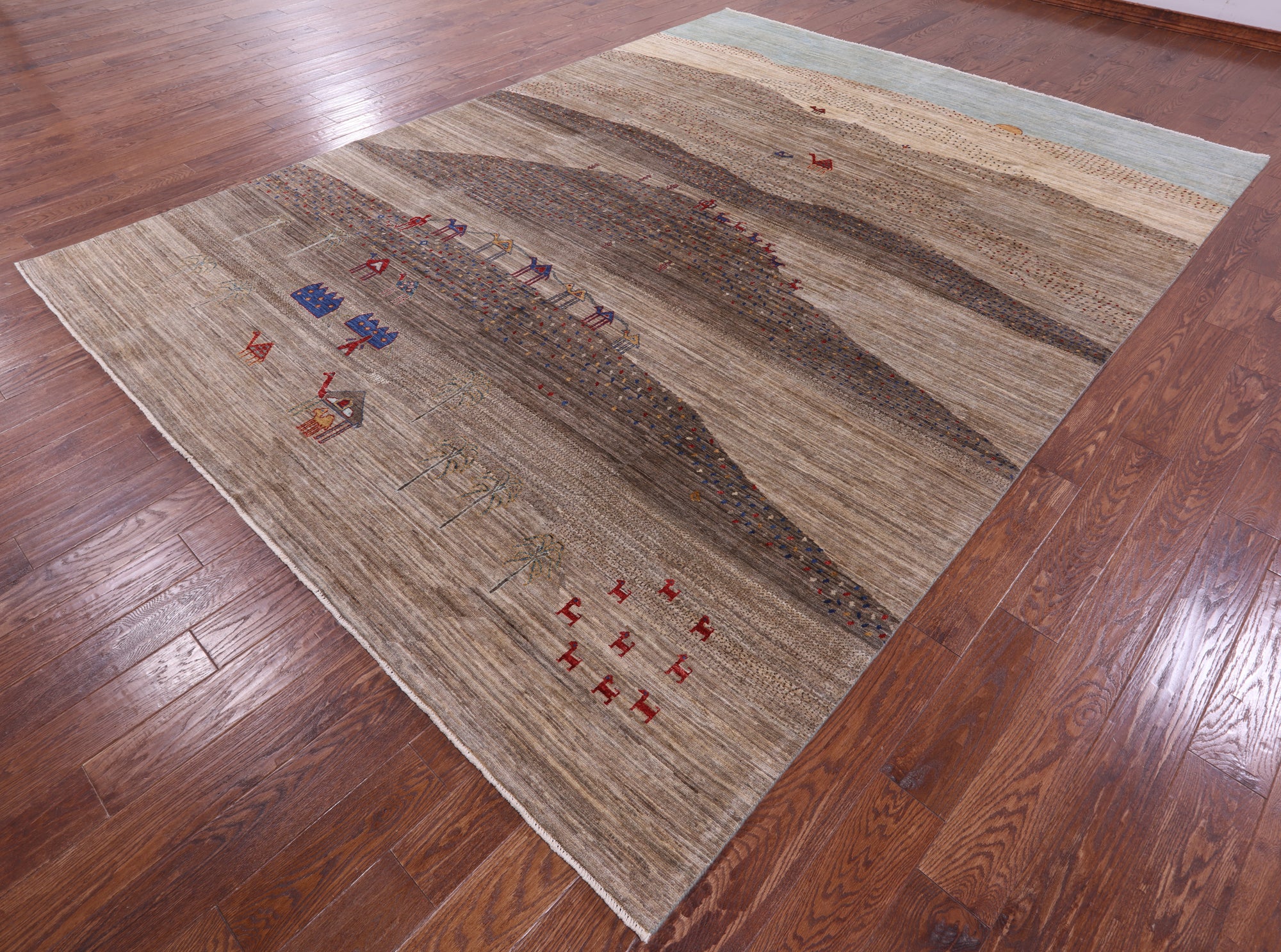 Tribal Persian Gabbeh Hand Knotted Wool Rug - 8' 11" X 11' 10" - Golden Nile