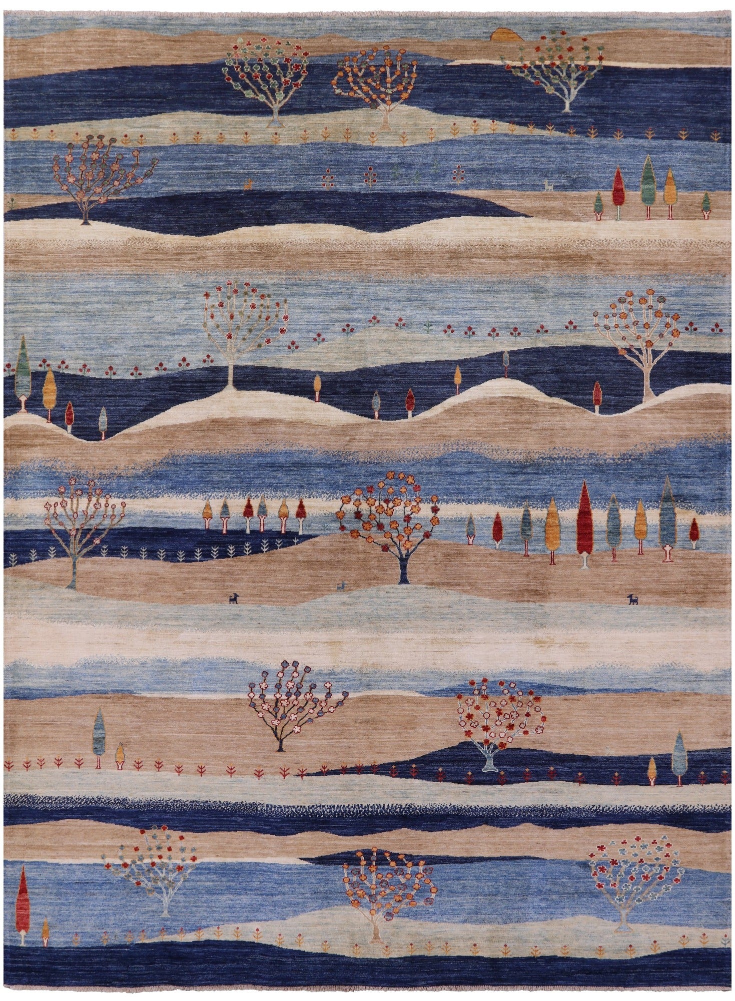 Tribal Persian Gabbeh Handmade Wool Rug - 9' 1" X 11' 10" - Golden Nile