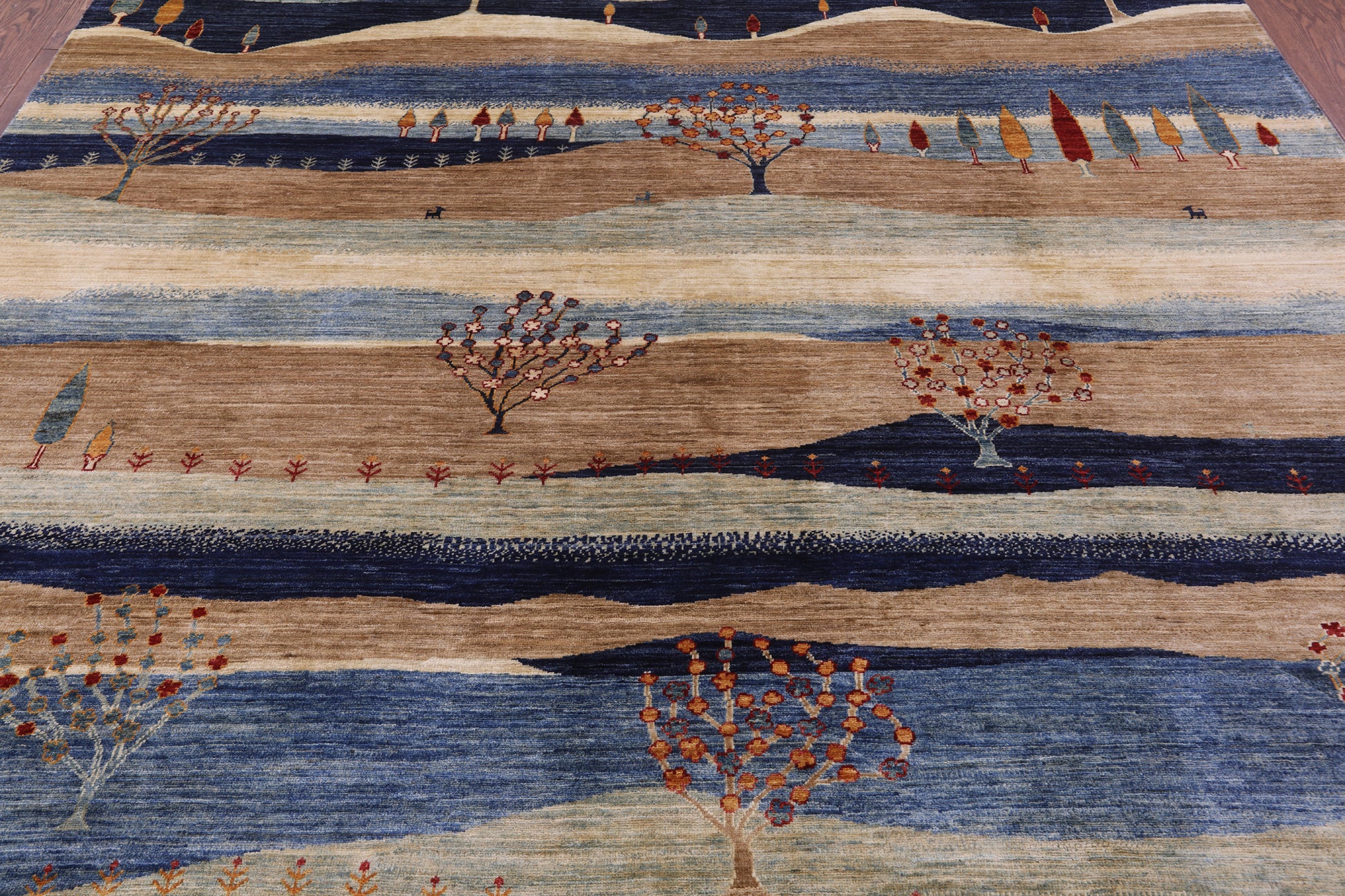 Tribal Persian Gabbeh Handmade Wool Rug - 9' 1" X 11' 10" - Golden Nile