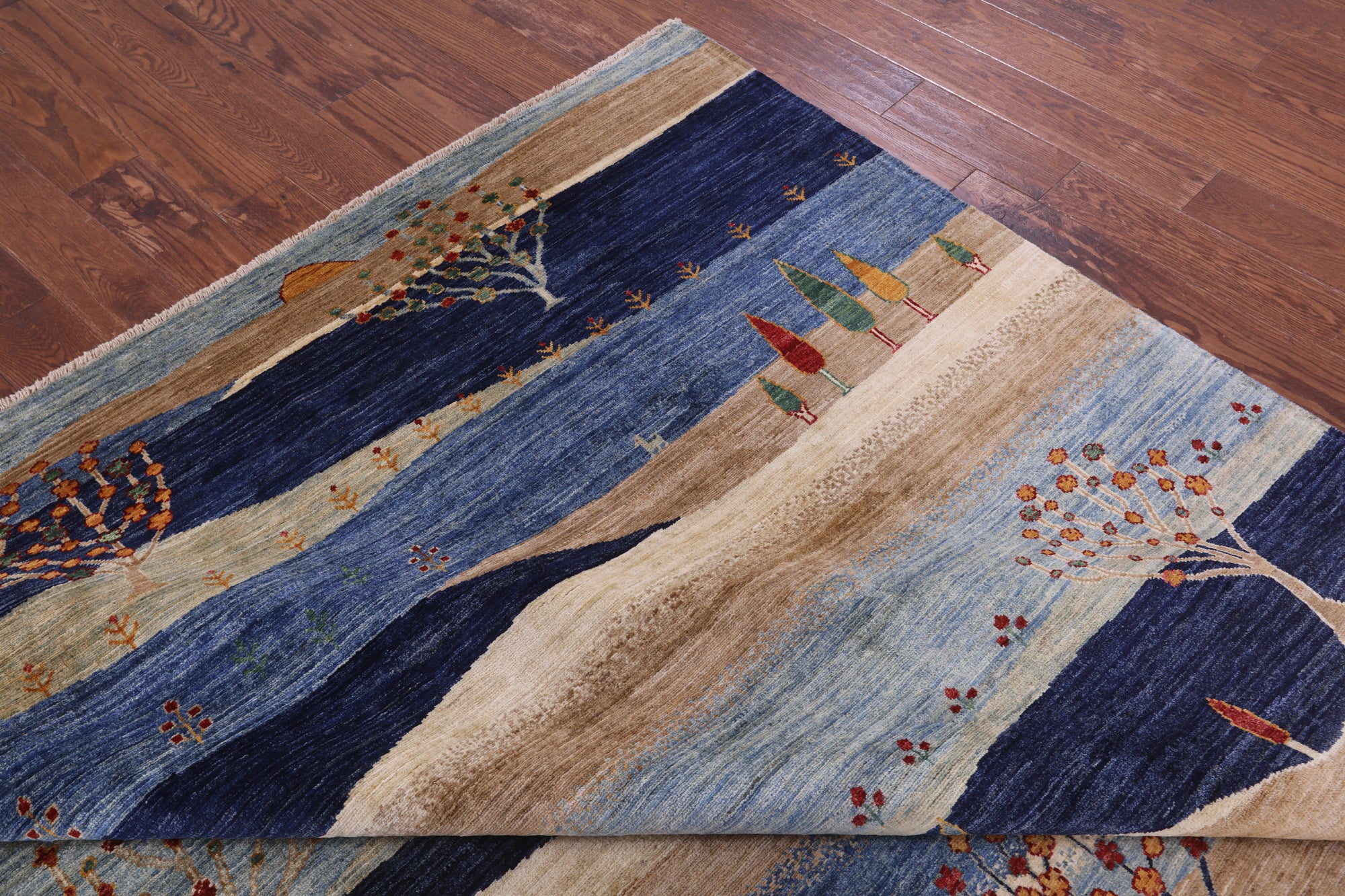 Tribal Persian Gabbeh Handmade Wool Rug - 9' 1" X 11' 10" - Golden Nile