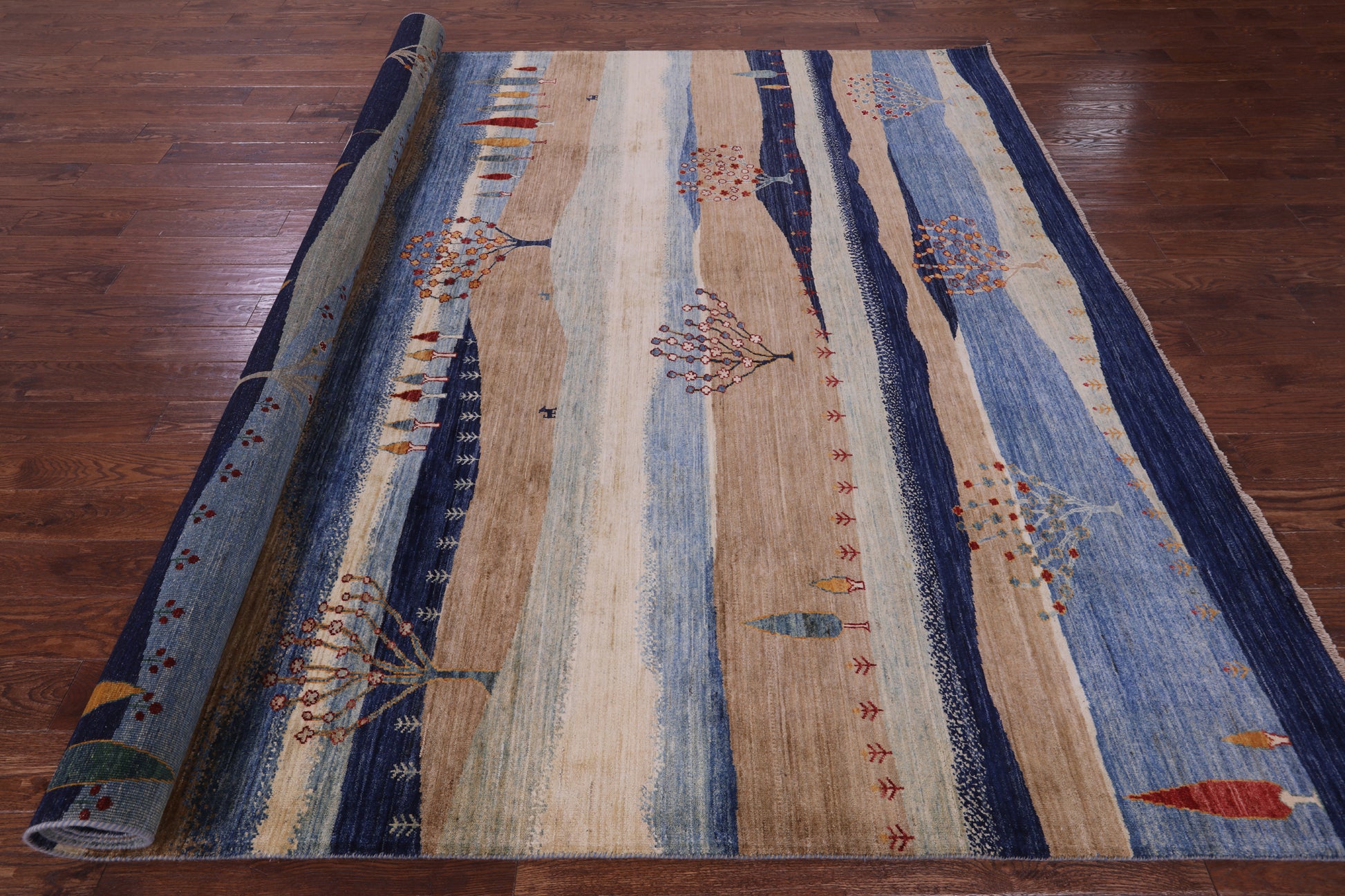 Tribal Persian Gabbeh Handmade Wool Rug - 9' 1" X 11' 10" - Golden Nile