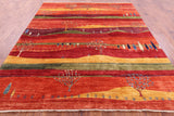 Tribal Persian Gabbeh Handmade Wool Rug - 8' 2" X 9' 9" - Golden Nile