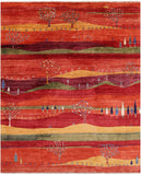 Tribal Persian Gabbeh Handmade Wool Rug - 8' 2" X 9' 9" - Golden Nile